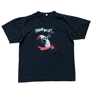 Vintage Y2K Friday The 13th Size L Horror Movie Promo Shirt Black Jason Voorhees